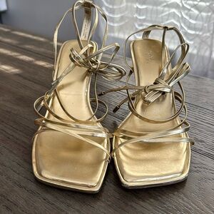 ASOS Gold Strappy Heels- Wide toe